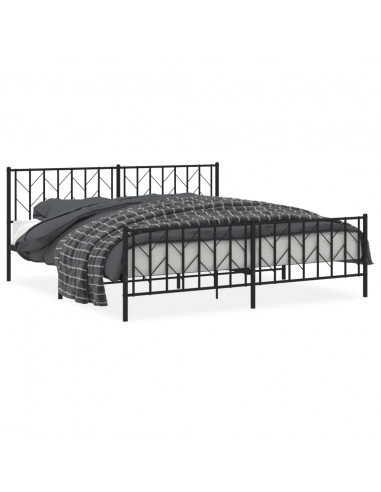 Giroletto con Testiera e Pediera Metallo Nero 193x203 cm