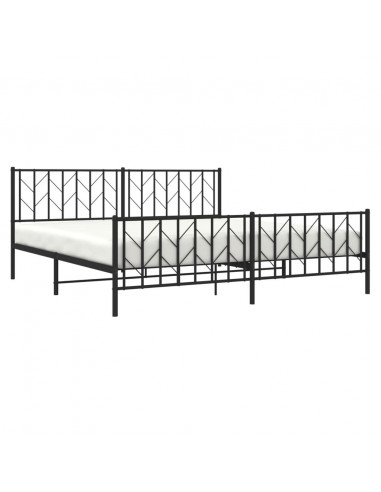 Giroletto con Testiera e Pediera Metallo Nero 193x203 cm