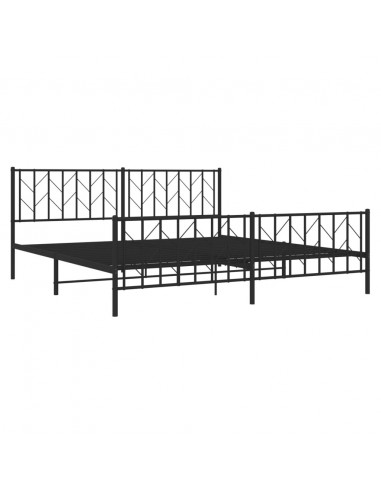 Giroletto con Testiera e Pediera Metallo Nero 193x203 cm