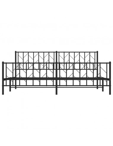 Giroletto con Testiera e Pediera Metallo Nero 193x203 cm