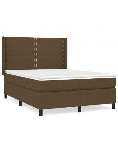 Giroletto a Molle con Materasso Marrone Scuro 140x190cm Tessuto