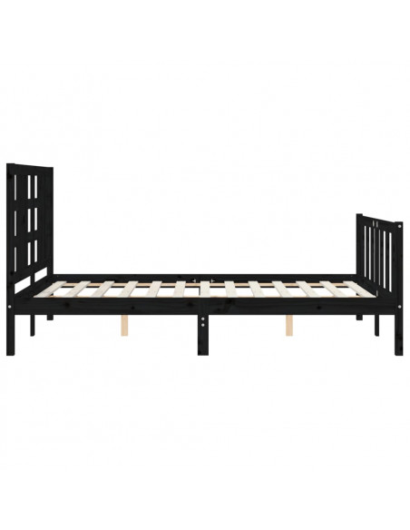 Giroletto con Testiera Nero 140x190 cm in Legno Massello