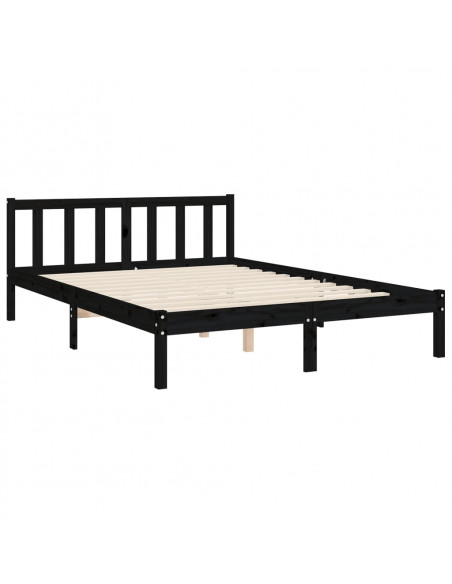 Giroletto con Testiera Nero 140x190 cm in Legno Massello