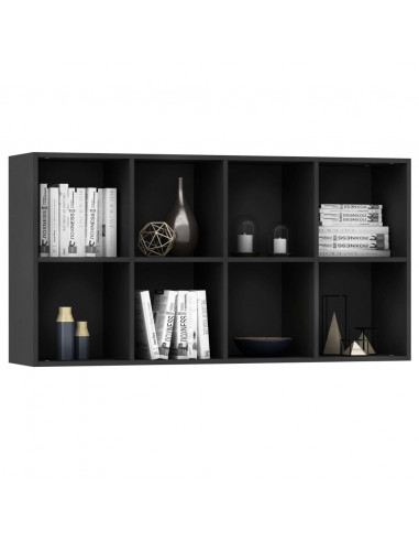 Libreria/Credenza Nera 66x30x130 cm in Legno Multistrato