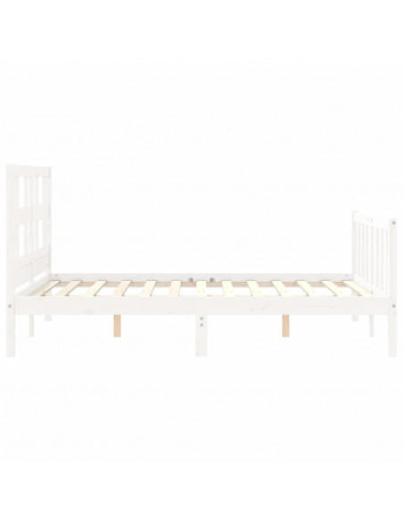 Giroletto con Testiera Bianco 140x190 cm in Legno Massello