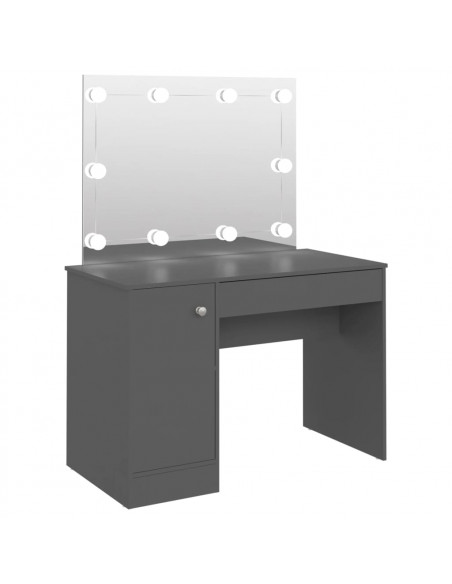 Toeletta con Luci LED 110x55x145 cm in MDF Grigia