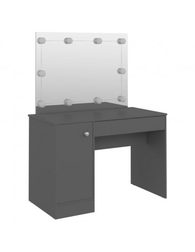 Toeletta con Luci LED 110x55x145 cm in MDF Grigia