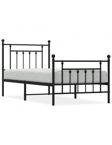 Giroletto con Testiera e Pediera Metallo Nero 90x190 cm