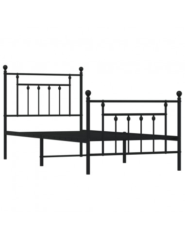 Giroletto con Testiera e Pediera Metallo Nero 90x190 cm