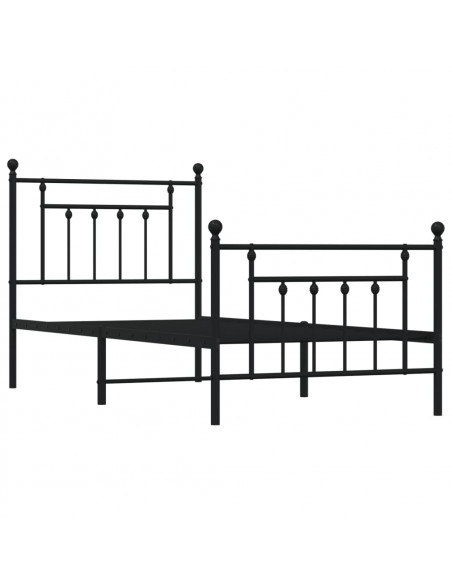 Giroletto con Testiera e Pediera Metallo Nero 90x190 cm