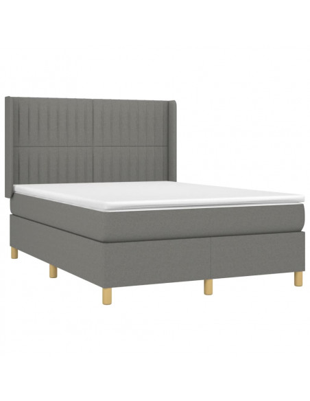 Giroletto a Molle con Materasso Grigio Scuro 140x200cm Tessuto