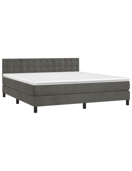 Letto a Molle con Materasso e LED Grigio Scuro 160x200 cm