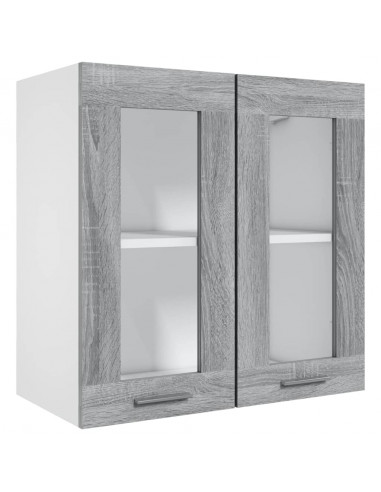 Pensile in Vetro Grigio Sonoma 60x31x60 cm Legno Multistrato