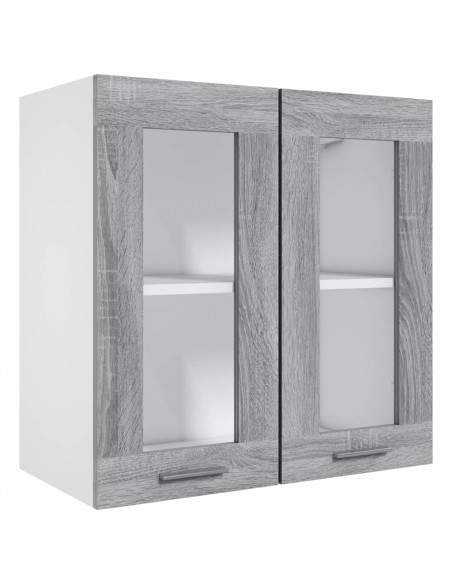 Pensile in Vetro Grigio Sonoma 60x31x60 cm Legno Multistrato