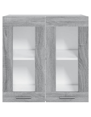 Pensile in Vetro Grigio Sonoma 60x31x60 cm Legno Multistrato