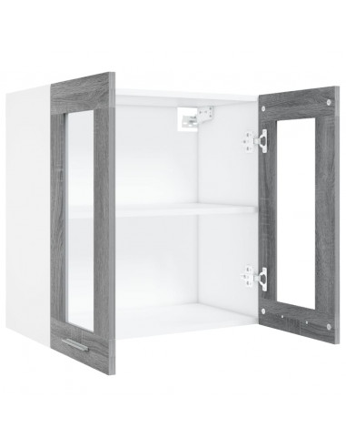 Pensile in Vetro Grigio Sonoma 60x31x60 cm Legno Multistrato