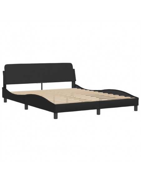 Giroletto con Luci LED Nero 160x200 cm in Similpelle