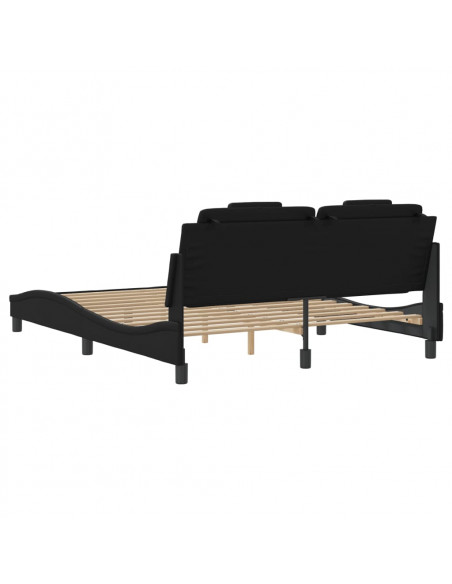 Giroletto con Luci LED Nero 160x200 cm in Similpelle