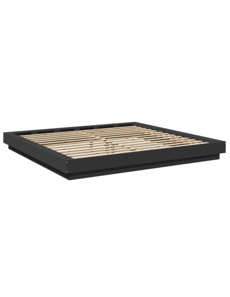 Giroletto con Luci LED Nero 200x200 cm in Legno Multistrato