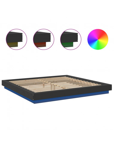 Giroletto con Luci LED Nero 200x200 cm in Legno Multistrato