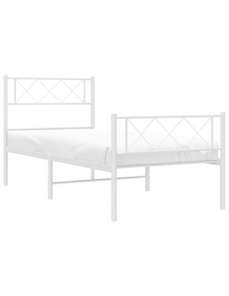 Giroletto con Testiera e Pediera Metallo Bianco 107x203 cm