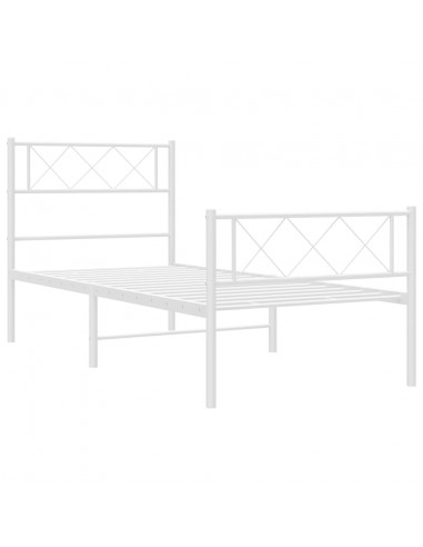 Giroletto con Testiera e Pediera Metallo Bianco 107x203 cm