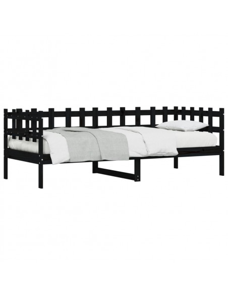 Dormeuse Nera 90x200 cm in Legno Massello di Pino
