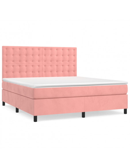 Giroletto a Molle con Materasso Rosa 180x200 cm in Velluto