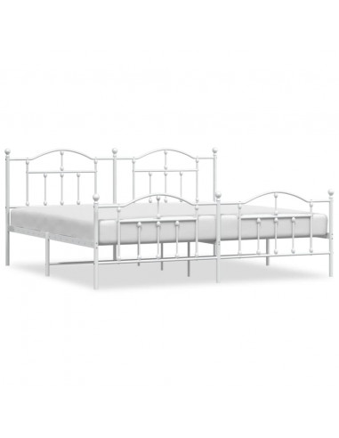 Giroletto con Testiera e Pediera Metallo Bianco 193x203 cm