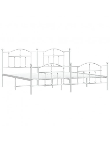 Giroletto con Testiera e Pediera Metallo Bianco 193x203 cm