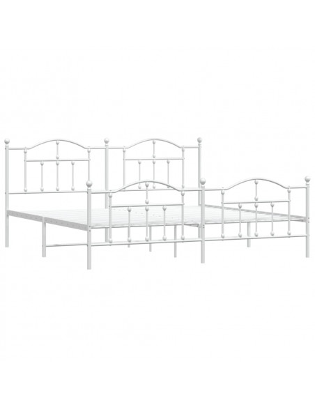 Giroletto con Testiera e Pediera Metallo Bianco 193x203 cm