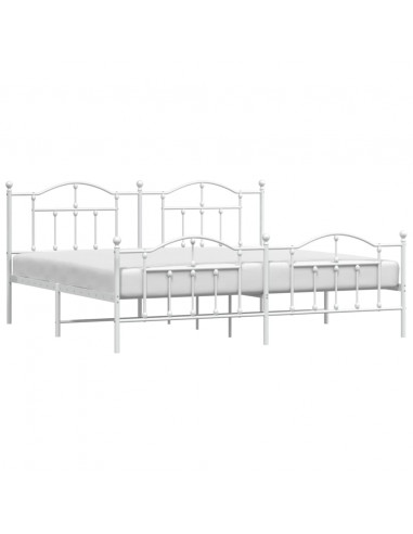 Giroletto con Testiera e Pediera Metallo Bianco 193x203 cm