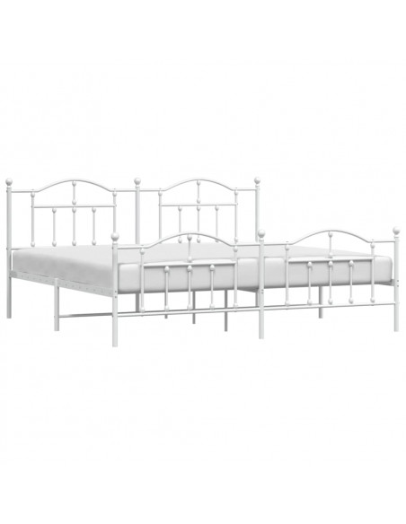 Giroletto con Testiera e Pediera Metallo Bianco 193x203 cm