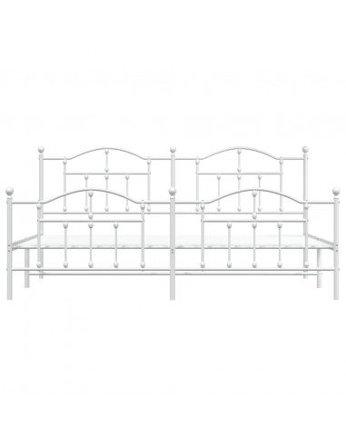 Giroletto con Testiera e Pediera Metallo Bianco 193x203 cm