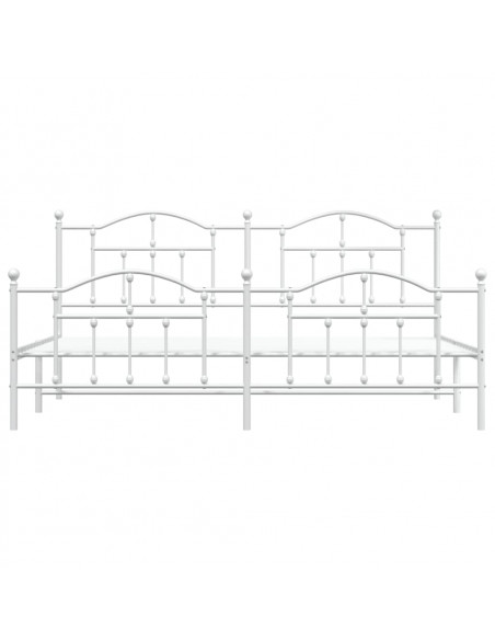 Giroletto con Testiera e Pediera Metallo Bianco 193x203 cm