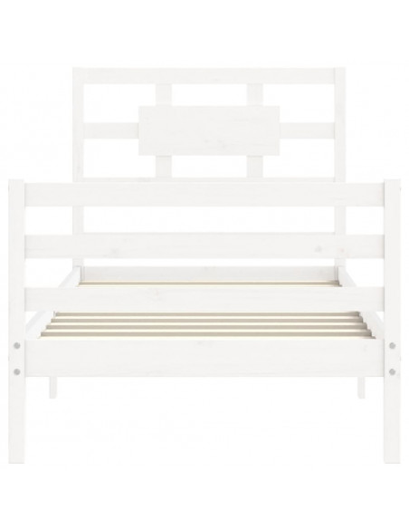 Giroletto con Testiera Bianco 100x200 cm in Legno Massello