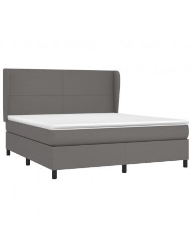 Giroletto a Molle con Materasso Grgio 180x200 cm in Similpelle