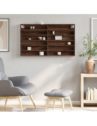 Armadietto Vetrina Rovere Marrone 100x8,5x58 Legno Multistrato