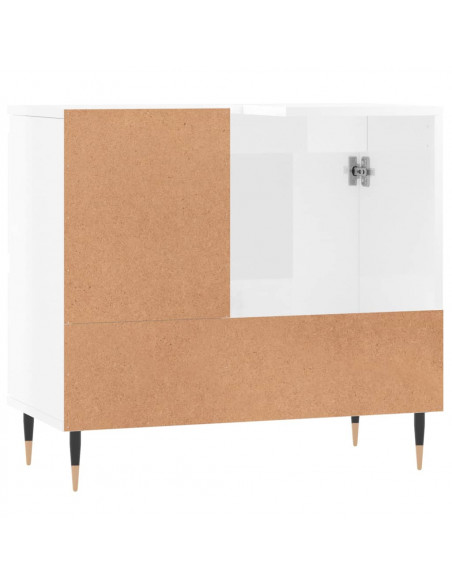 Armadietto Bagno Bianco Lucido 65x33x60cm in Legno Multistrato