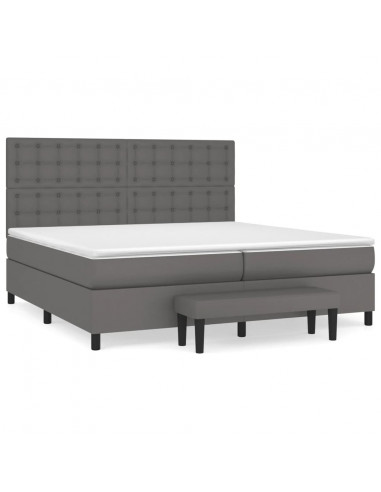 Giroletto a Molle con Materasso Grgio 200x200 cm in Similpelle