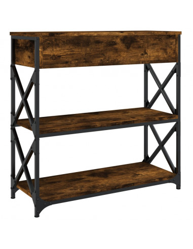 Tavolino Consolle Rovere Fumo 75x28x75 cm in Legno Multistrato