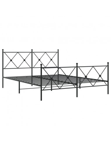 Giroletto con Testiera e Pediera Metallo Nero 150x200 cm
