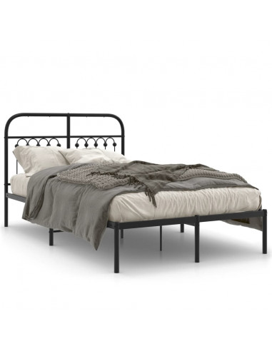 Giroletto con Testiera in Metallo Nero 120x200 cm