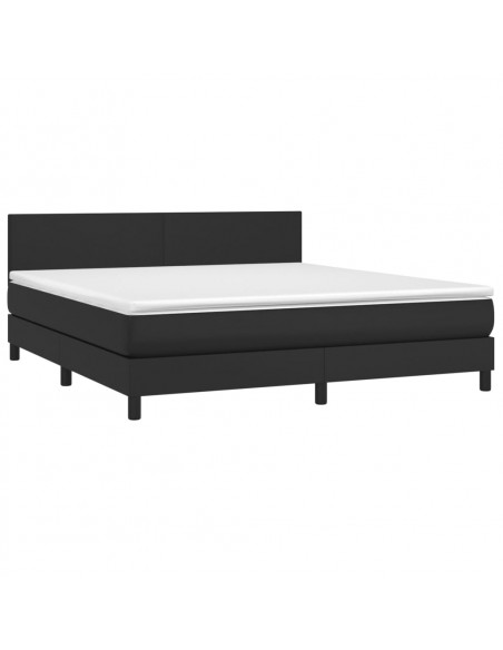 Giroletto a Molle con Materasso Nero 160x200 cm in Similpelle