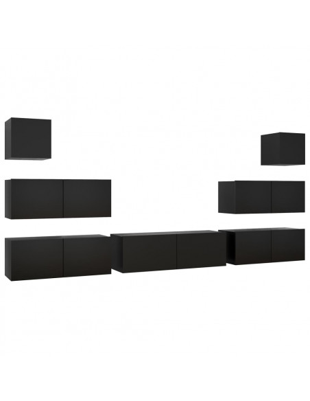 Set di Mobili Porta TV 7 pz Nero in Legno Multistrato