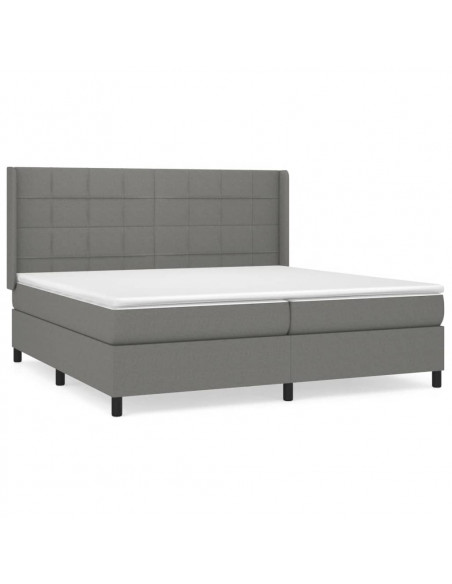 Giroletto a Molle con Materasso Grigio Scuro 200x200 cm Tessuto