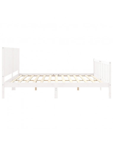 Giroletto con Testiera Bianco 200x200 cm in Legno Massello