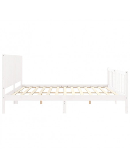 Giroletto con Testiera Bianco 200x200 cm in Legno Massello