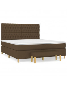 Giroletto a Molle con Materasso Marrone Scuro 180x200cm Tessuto 2