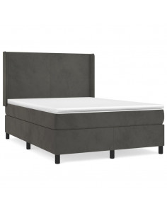 Giroletto a Molle con Materasso Grigio Scuro 140x190 cm Velluto 2